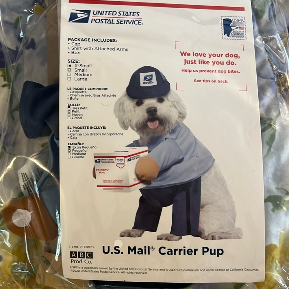 USPS Mail Carrier Pup costume size small